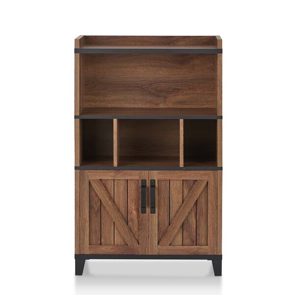 Shop Furniture Of America Gern Rustic Walnut 31 Inch Buffet Cabinet On Sale Overstock 20602789