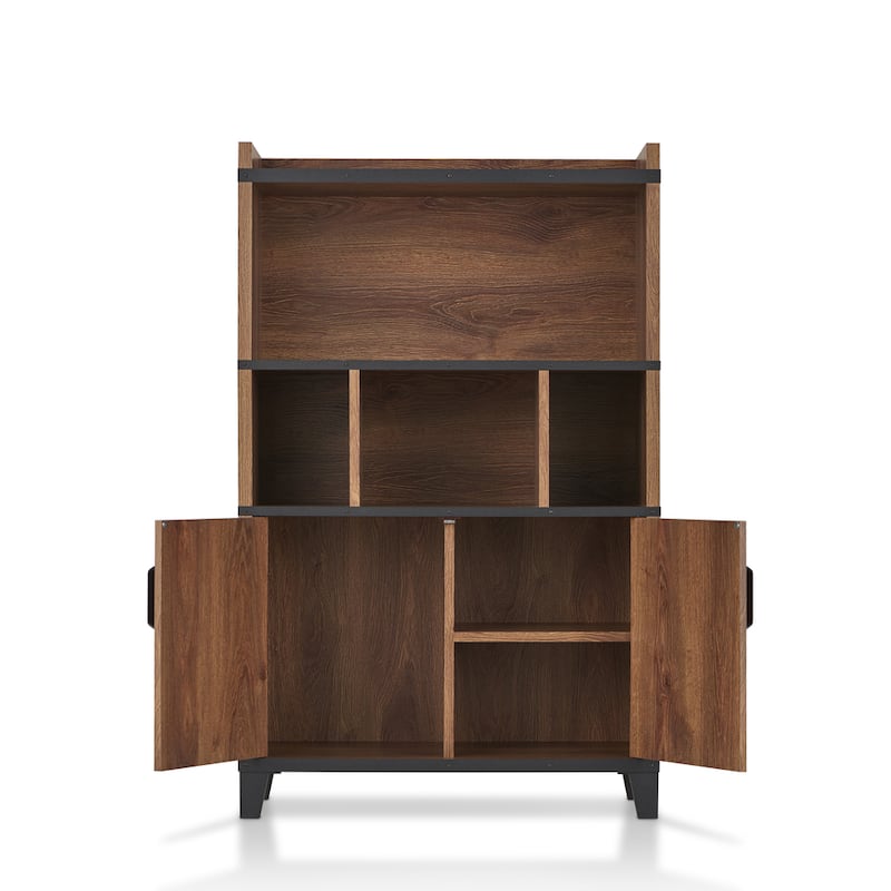 Furniture of America Gern 31-in. Rustic Walnut 8-shelf Buffet Cabinet