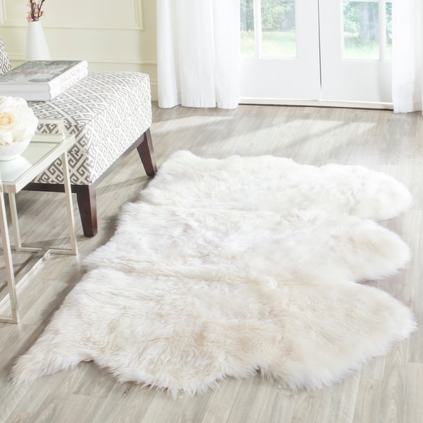 Safavieh Prairie Natural Pelt Sheepskin Wool White Shag Rug - 3' X 5'