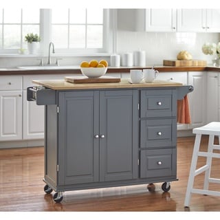 Simple Living 3-drawer Drop Leaf Kitchen Cart (Charcoal Grey)