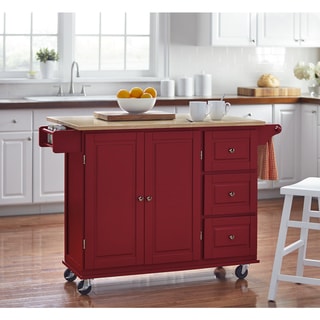 Simple Living 3-drawer Drop Leaf Kitchen Cart (Red)