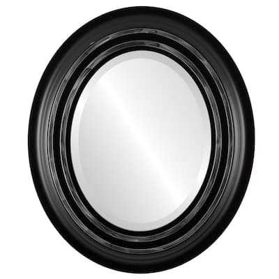 Imperial Framed Oval Mirror in Matte Black with Silver