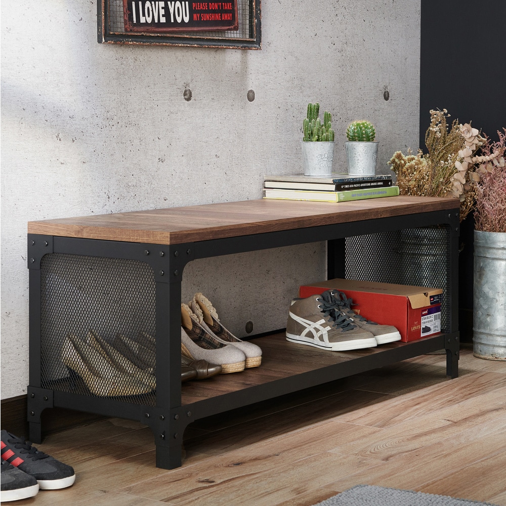 Hudson Dove Grey Oak Shoe Storage Bench in Solid Timber with Natural Soild Oak Top Maine Furniture Co