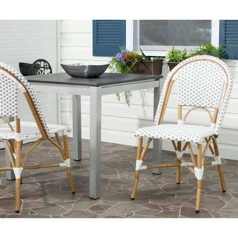 Safavieh Dining Salcha Grey/ White Indoor/ Outdoor Stackable Side Chair (Set of 2) - N/A