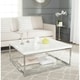 preview thumbnail 1 of 4, SAFAVIEH Malone White/Chrome High Gloss Coffee Table - 35" W x 35" D x 16" H