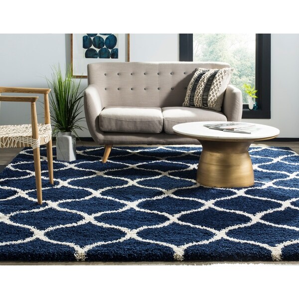 Safavieh Hudson Shag Modern Navy/ Ivory Rug - 8' x 10'