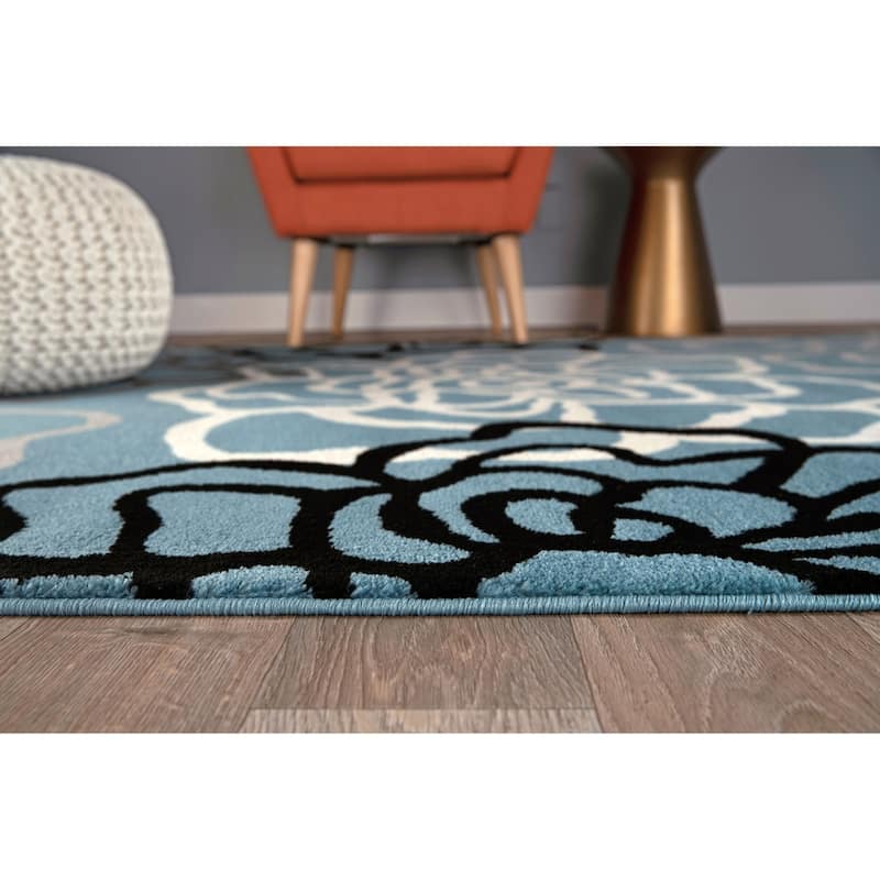World Rug Gallery Contemporary Modern Floral Flowers Area Rug