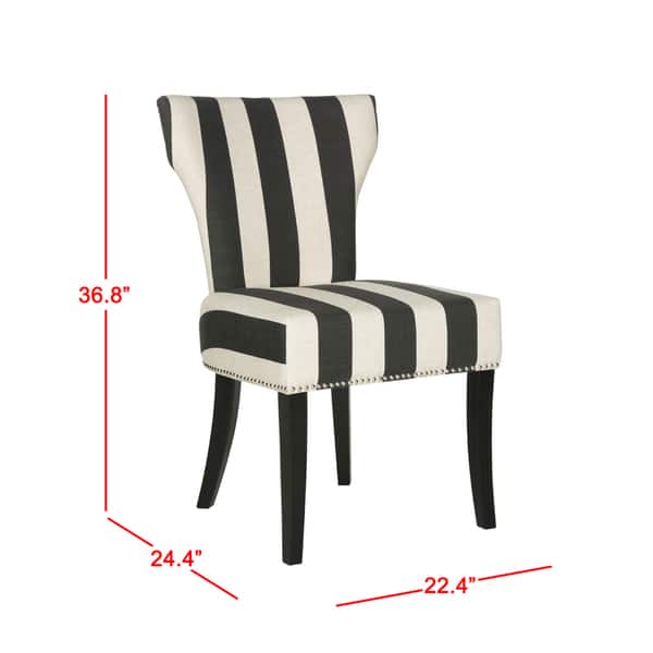 dimension image slide 1 of 2, Haver Faded Black and White Striped Dining Chairs (Set of 2) - 22.8" x 25.8" x 37"