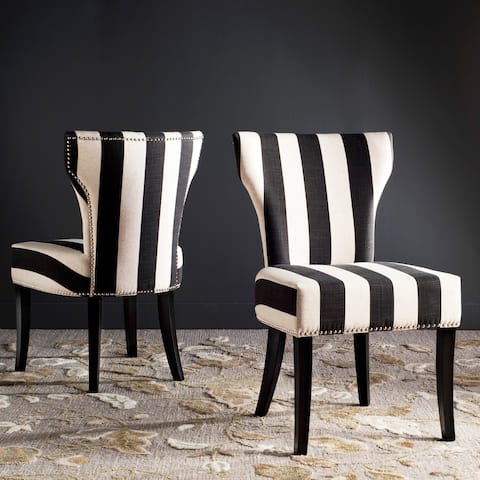 Haver Faded Black and White Striped Dining Chairs (Set of 2) - 22.8" x 25.8" x 37"