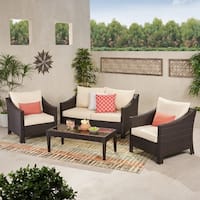 Christopher Knight Home Outdoor Antibes 4-piece Wicker Chat Set with Cushions