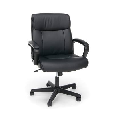 OFM Essentials Black Leather Office Chair with Segmented Padding