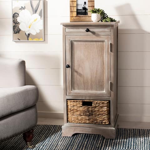 Spenser Vintage White/ Grey Tall Farmhouse Storage Unit - 15.7" x 13" x 34.3"