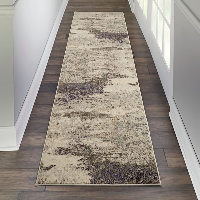 Nourison Modern Abstract Sublime Area Rug - 2'2" x 10' Runner - Ivory/Grey - Runner/Rectangle