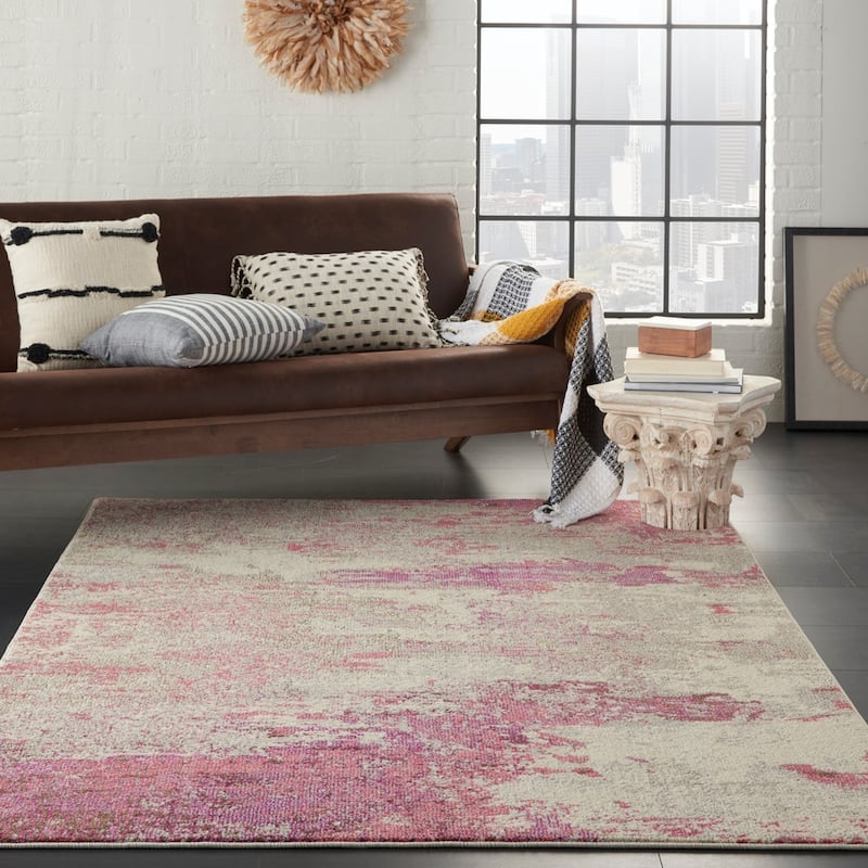 Nourison Modern Abstract Sublime Area Rug - 3'11" x 5'11" - Ivory/Pink - Runner/Rectangle