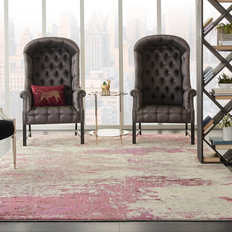 Nourison Modern Abstract Sublime Area Rug - 9' x 12' - Ivory/Pink - Runner/Rectangle