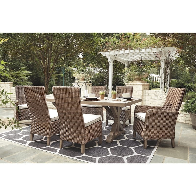 Signature Design by Ashley Beachcroft Porcelain/ Aluminum Outdoor Dining Table - 84.25" W x 42.25" D x 29.25" H