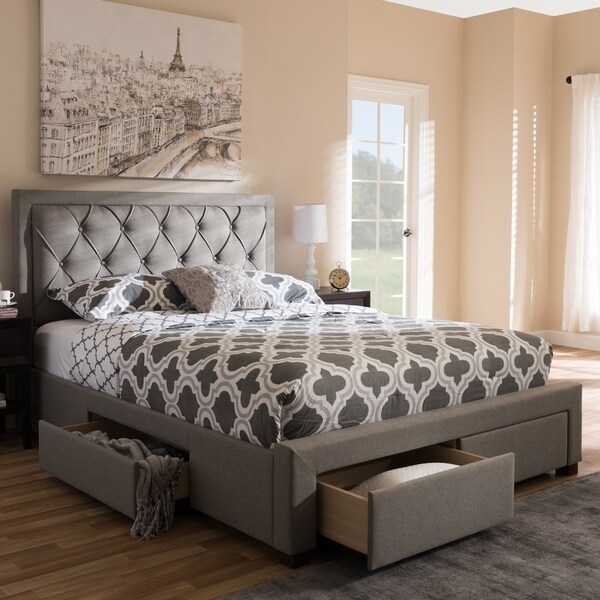 Contemporary Fabric Upholstered Storage Bed by Baxton Studio On