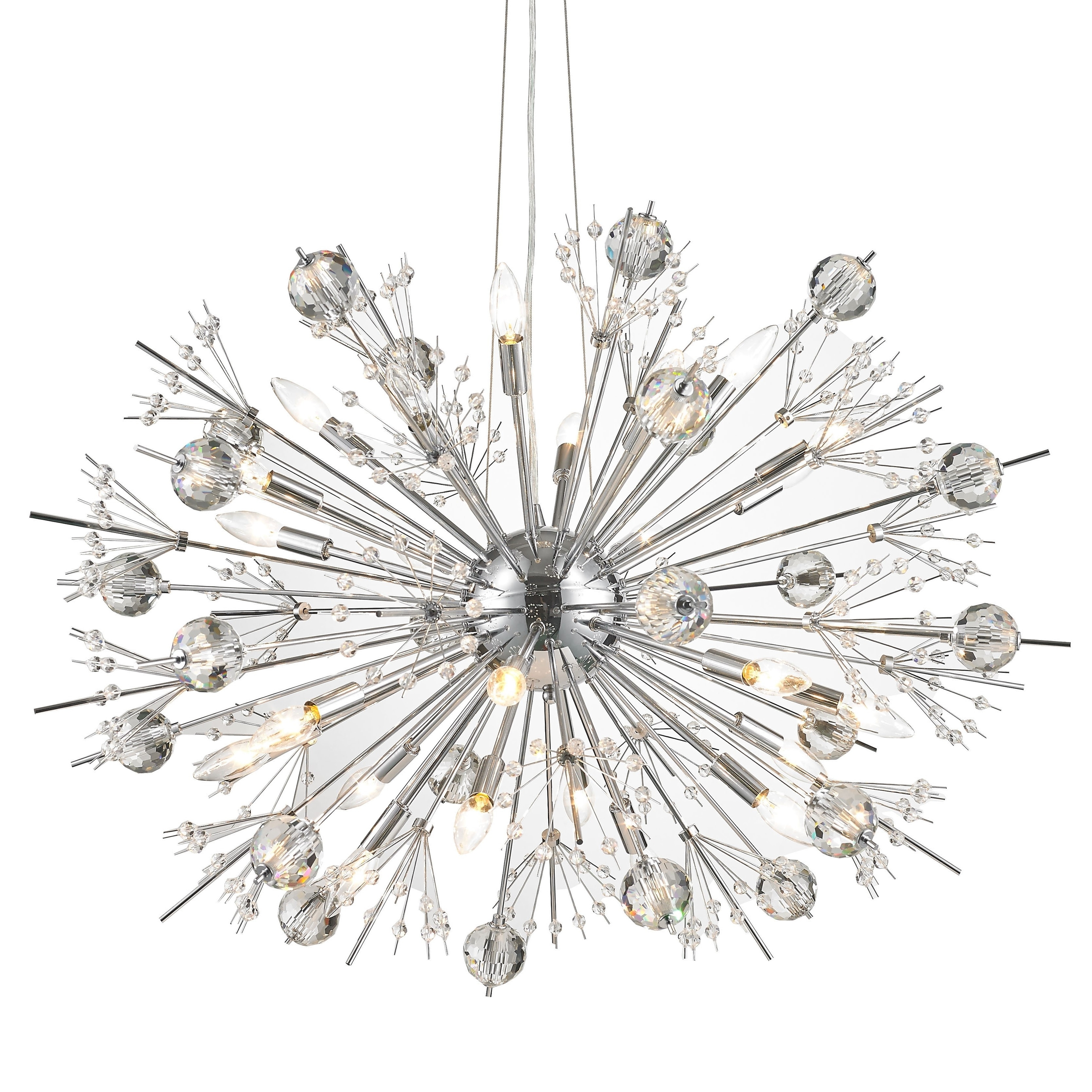 Starburst Sputnik Collection 24 Light Chrome Finish Crystal Sputnik Chandelier 36"x26" Large - Chandeliers For Bedrooms by Overstock.com