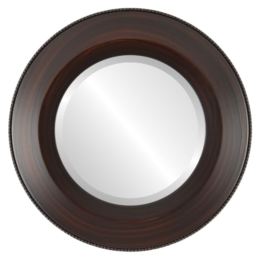 Lombardia Framed Round Mirror in Mocha