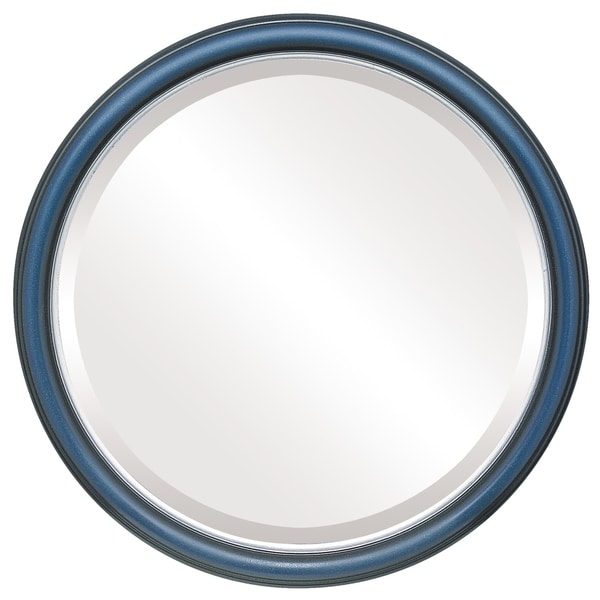 Hamilton Framed Round Mirror in Royal Blue with Silver Lip