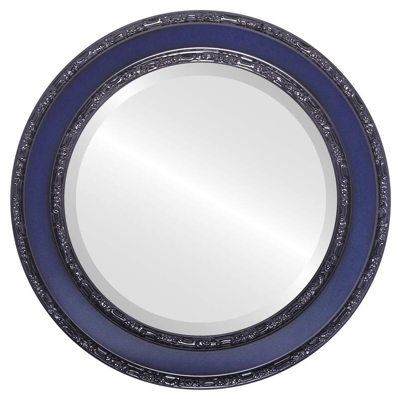 Monticello Framed Round Mirror in Royal Blue