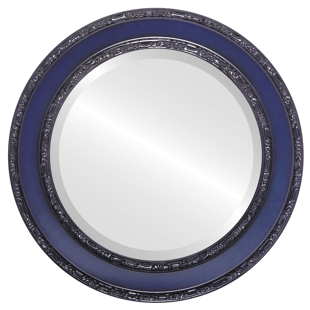 Monticello Framed Round Mirror in Royal Blue