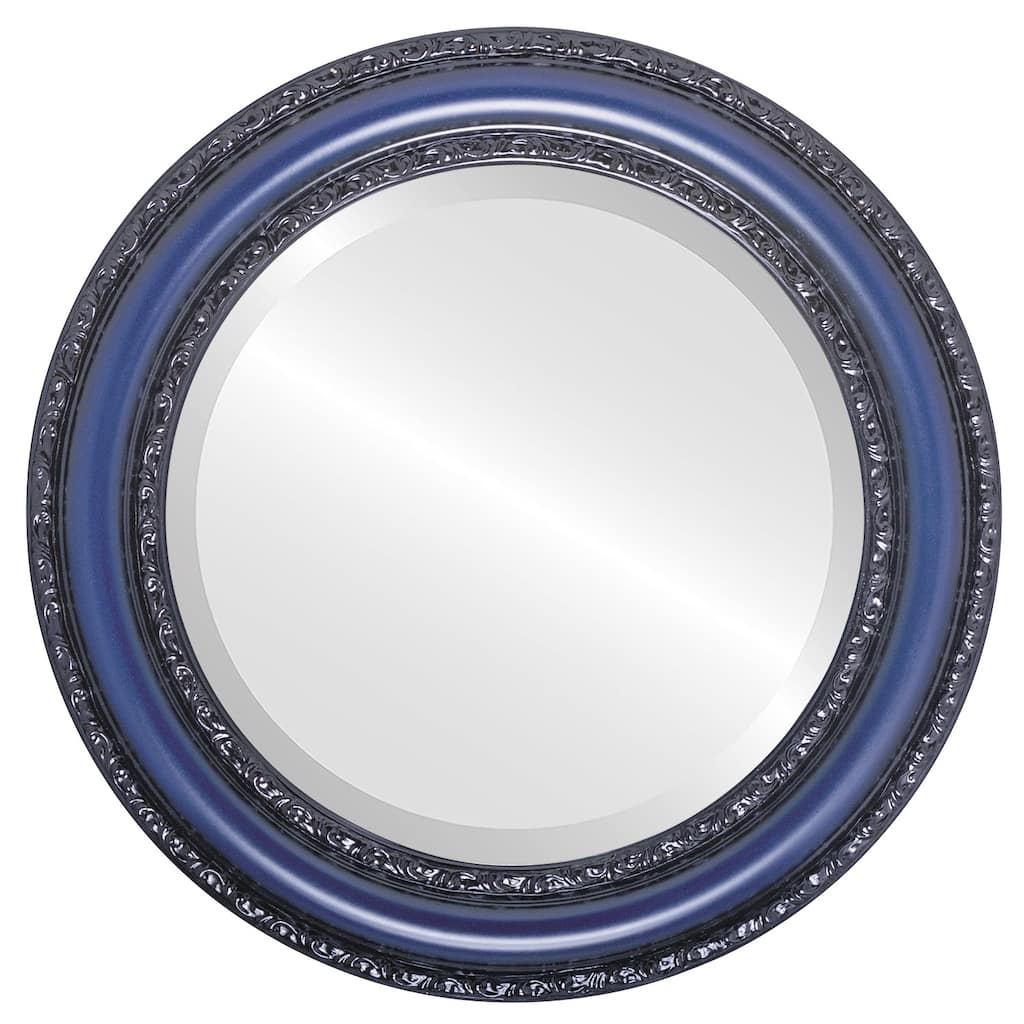 Dorset Framed Round Mirror in Royal Blue