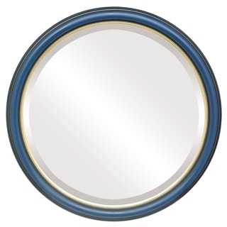 Hamilton Framed Round Mirror in Royal Blue with Gold Lip