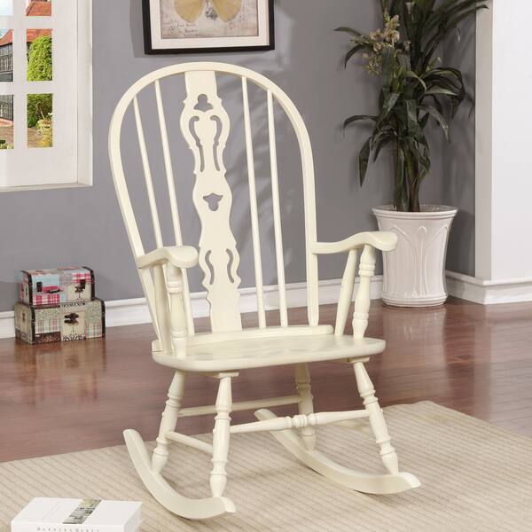 Shop Furniture Of America Saza Country White Solid Wood Rocking