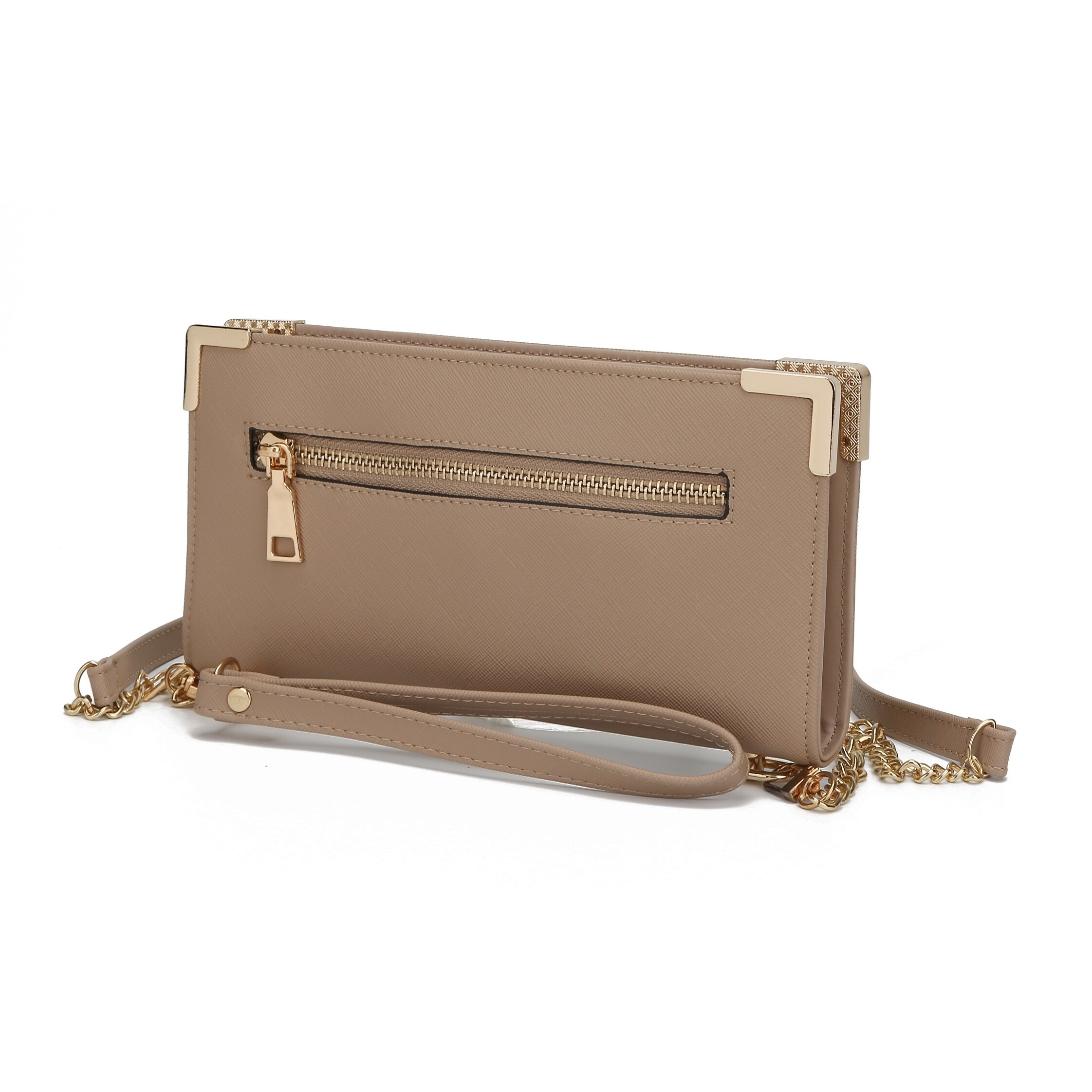 tan wristlet bag