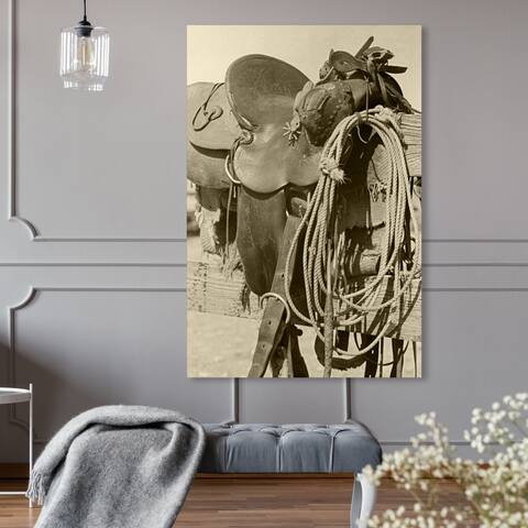 Oliver Gal 'Cowboy III' Animals Wall Art Canvas Print - Brown, Brown