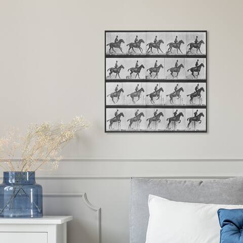Oliver Gal 'Stages of a Jumping Horse' Animals Wall Art Canvas Print - Black, White