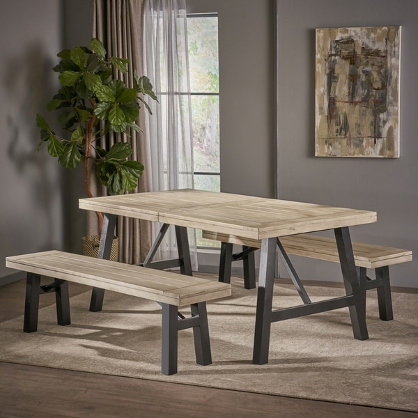 Cottage 3-piece Acacia Wood Picnic Dining Set by Christopher Knight Home