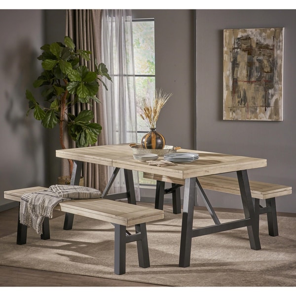 Cottage 3-piece Acacia Wood Picnic Dining Set by Christopher Knight Home