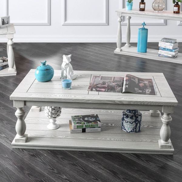 Shop Furniture of America Franklin Rustic Antique White Coffee Table