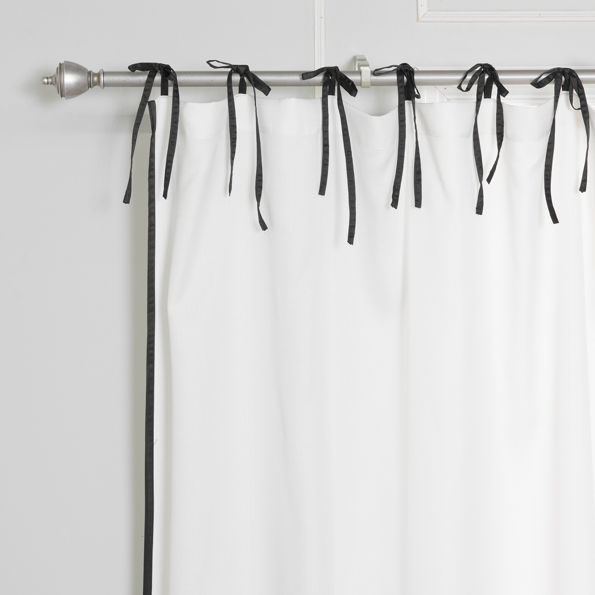 Shop Aurora Home Tie Top Bordered Oxford Curtain Panel Pair On