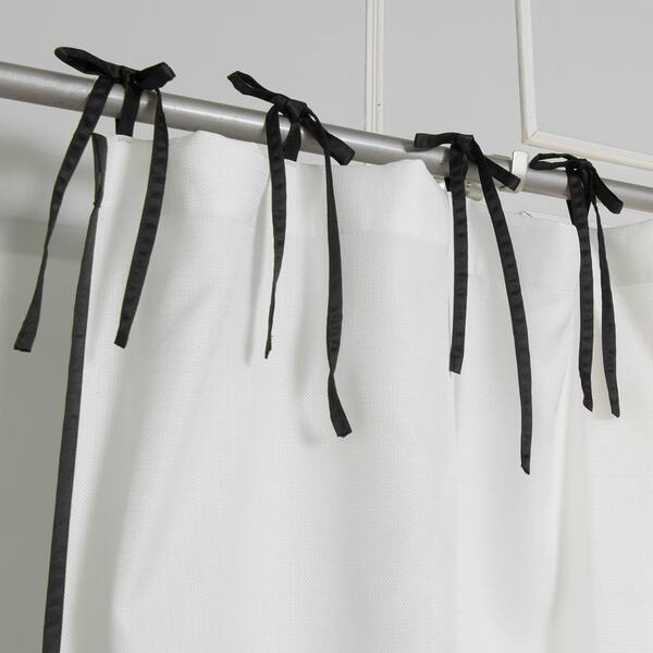 Shop Aurora Home Tie Top Bordered Oxford Curtain Panel Pair On