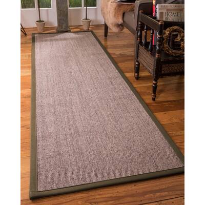 Natural Area Rugs 100%, Natural Fiber Handmade Carolyn, Grey/Multi Sisal Rug, Fossil Border - 2'6" x 8'