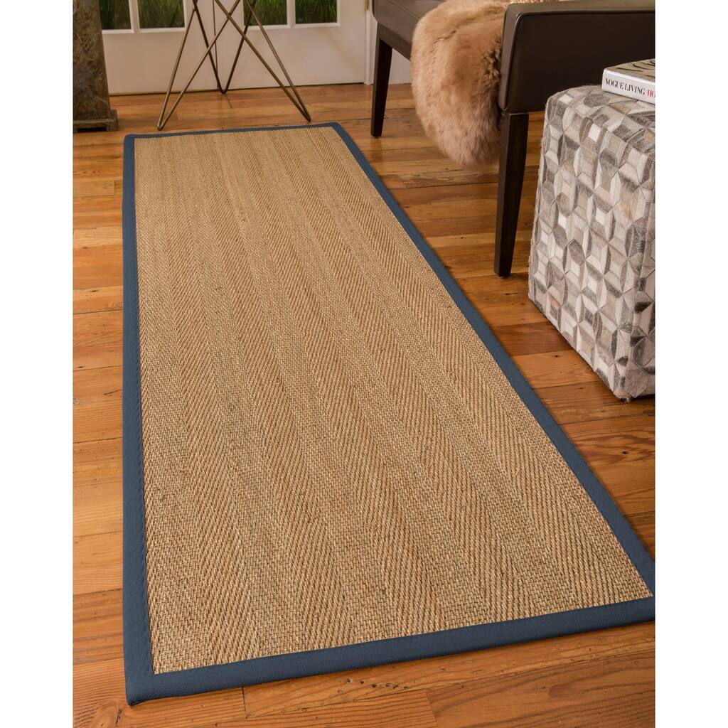 NaturalAreaRugs Costa Rica Seagrass Carpet Runner Made in USA Marine Border (2' 6" x 8') - 2'6" x 8'