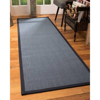 NaturalAreaRugs Cortona Sisal Carpet Runner Made in USA Midnight Blue Border (2' 6" x 8') - 2'6" x 8'