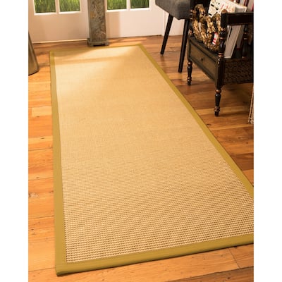 Natural Area Rugs 100%, Natural Fiber Handmade Devon, Beige Sisal Rug, Doe Border - 2'6" x 8'