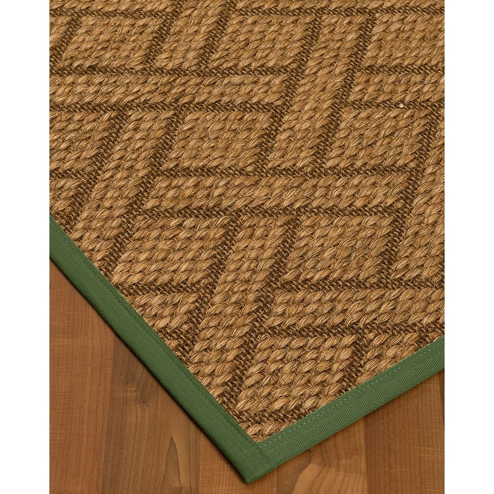 NaturalAreaRugs Shanghai Sisal Carpet Runner Made in USA Green Border (2' 6" x 8') - 2'6" x 8'