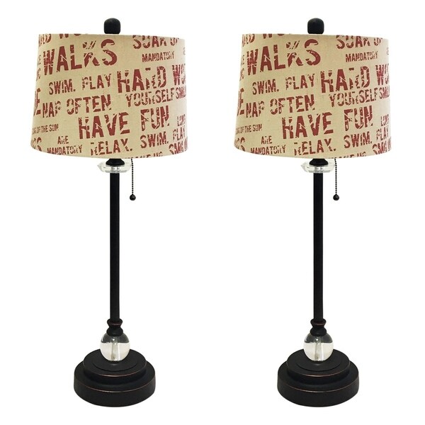 red and cream lampshade