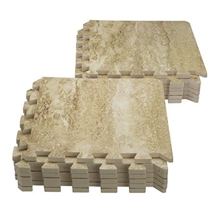 Interlocking Floor Mat - Wood Print, 16 Pieces