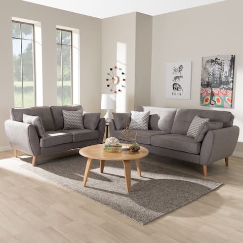 Mid-Century Fabric 2-Piece Living Room Set by Baxton Studio