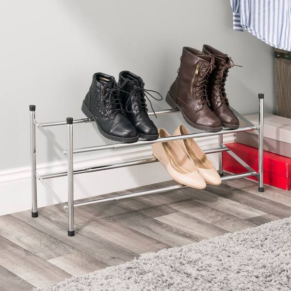 Shop Sunbeam Chrome 2 Tier Expandable Shoe Rack Overstock 20615293