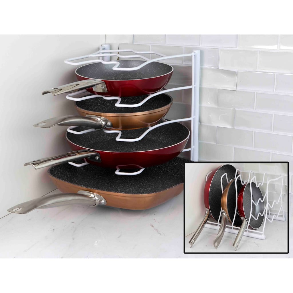 Home Basics White Wall/Cabinet Pan Organizer