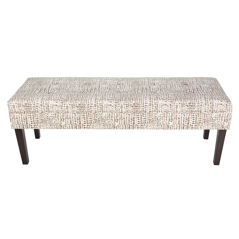 Kaya Sediment Trim Upholstered Classic Long Bench - Espresso Legs - brown / off-white