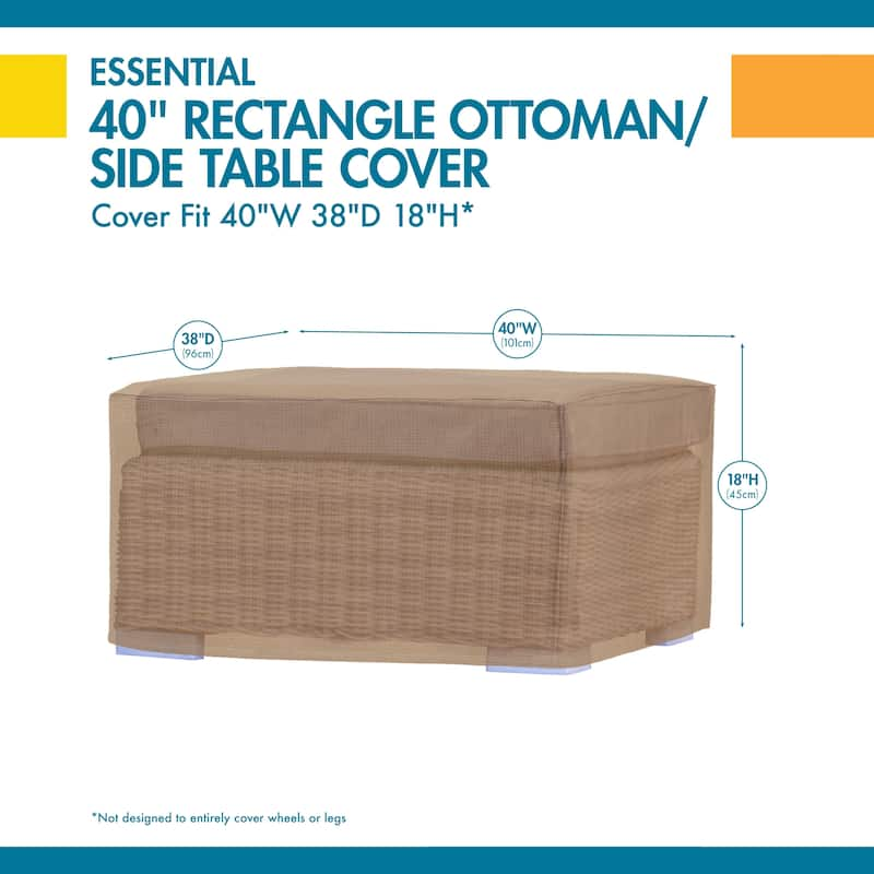 Duck Covers Essential Rectangle Patio Ottoman or Side Table Cover - 40l x 38w x 18h