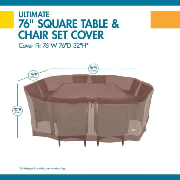 Shop Duck Covers Ultimate Square Patio Table With Chairs Cover Overstock 20615662 76l X 76w X 32h